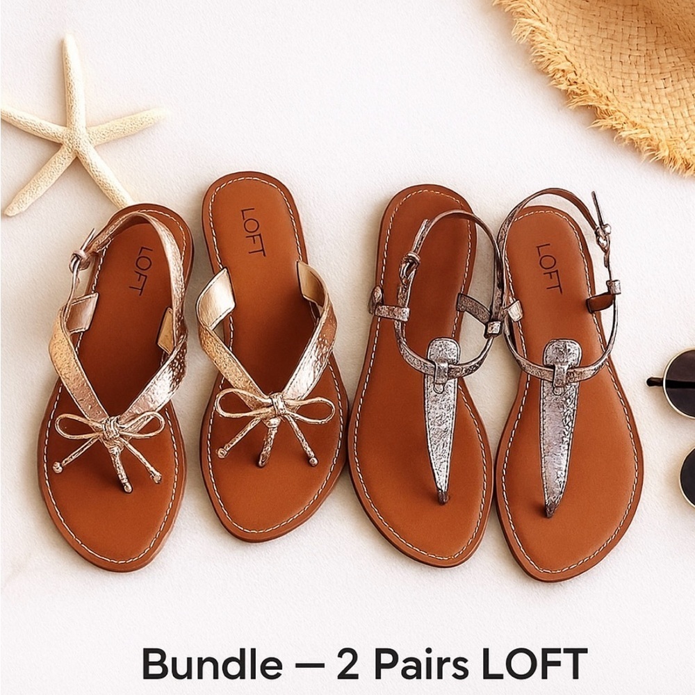 LOFT Metallic Snake-Embossed Sandal Bundle – Size 9M